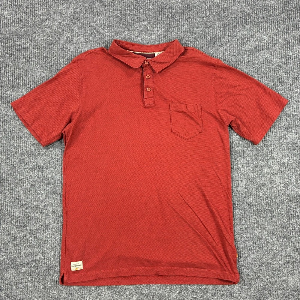 Quiksilver Waterman Collection Polo Shirt Mens Large Red Pocket Short Sleeve